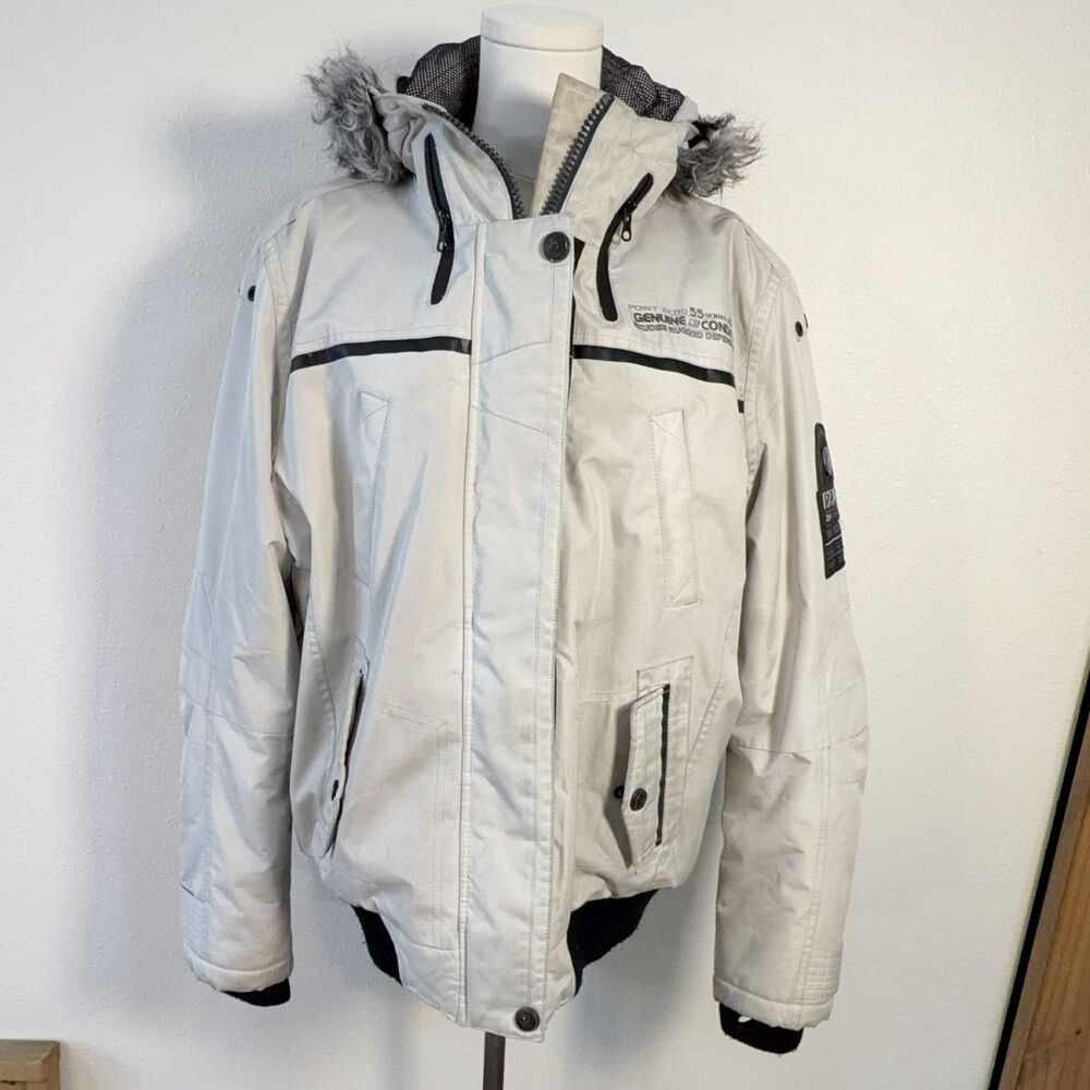 POINT ZERO 55 Series Men's Parka Jacket Beige Hooded Water Resistant Size S